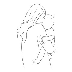 line drawing of mother holding her child