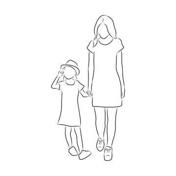 Mothers Day Drawing Or Doodle Line Art Cartoon Illustration Sketch Of Mother  And Child Portrait And Holding Son Or Kid Love Together For Greeting Card  Stock Illustration  Download Image Now  iStock