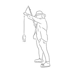 line drawing of old women are fishing.