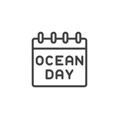 World ocean day calendar line icon. linear style sign for mobile concept and web design. Ocean day reminder outline vector icon. Symbol, logo illustration. Vector graphics
