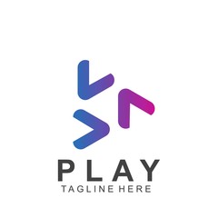 Abstract play button logo design