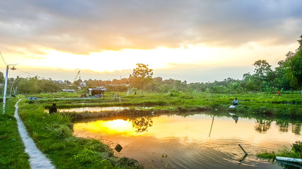 sunset over the river