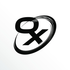 Initial Letter OX Brush Effect Logo Design