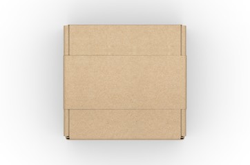 Blank Tuck In Flap Packaging Paper Box For Branding With paper label sleeve, 3d render illustration.