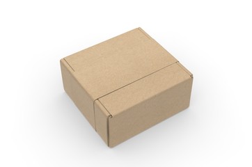 Blank Tuck In Flap Packaging Paper Box For Branding With paper label sleeve, 3d render illustration.