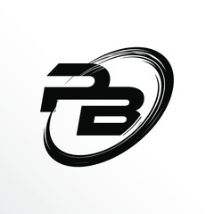 Initial Letter PB Brush Effect Logo Design