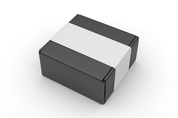 Blank Tuck In Flap Packaging Paper Box For Branding With paper label sleeve, 3d render illustration.