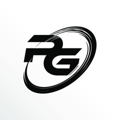 Initial Letter PG Brush Effect Logo Design