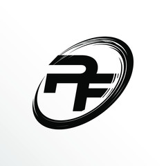 Initial Letter PF Brush Effect Logo Design