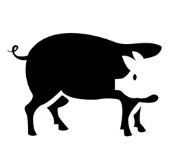 black pig negative space vector illustration