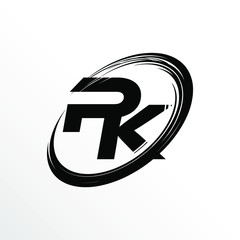 Initial Letter PK Brush Effect Logo Design - obrazy, fototapety, plakaty