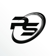 Initial Letter PS Brush Effect Logo Design