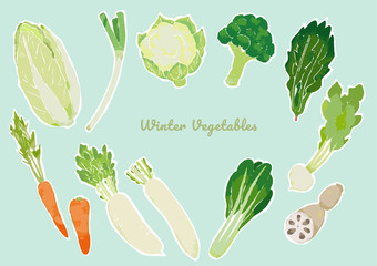 冬野菜のベクターイラスト シームレス