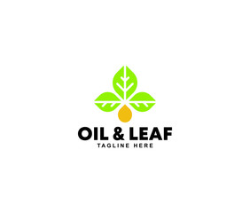 Oil and Leaf Logo Icon Minimal emblem design template
