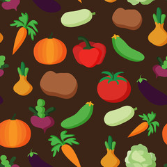 Vector vegetables pattern. Vegetables seamless background. Vector illustration