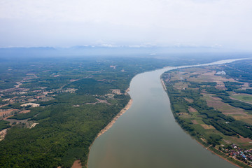 Arial view of Mekong river in Laos
