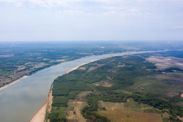 Arial view of Mekong river in Laos