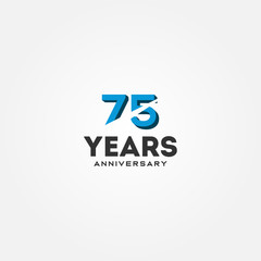 75 Year Anniversary Black Number Vector Design Illustration
