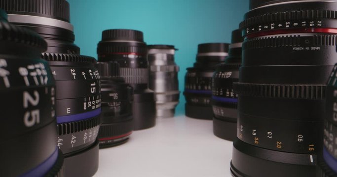 Lenses arranged on a table