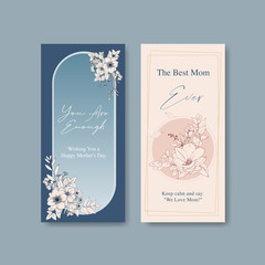  Line flower flyer with design template card for the hotel, beauty salon, spa, restaurant.