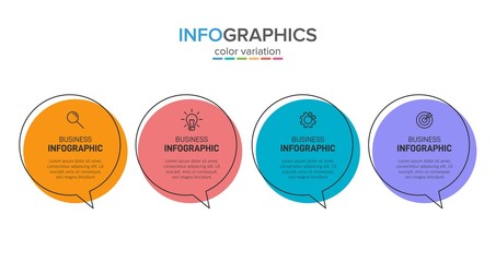 Infographic design with icons and 4 options or steps. Thin line vector. Infographics business concept. Can be used for info graphics, flow charts, presentations, web sites, banners, printed materials.