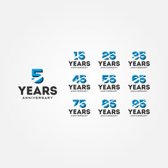 Set Year Anniversary Black Number Vector Design Illustration
