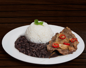 
steak with black beans and rice