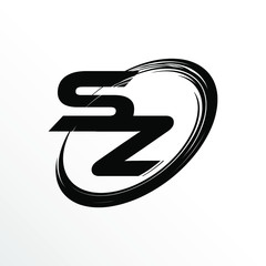 Initial Letter SZ Brush Effect Logo Design