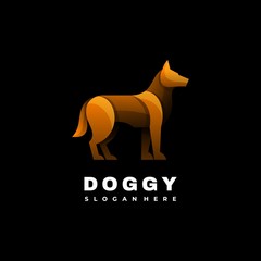 Vector Logo Illustration Dog Gradient Colorful Style.
