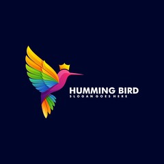 Vector Logo Illustration Bird Gradient Colorful Style.