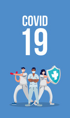professional doctors staff fighting with covid19