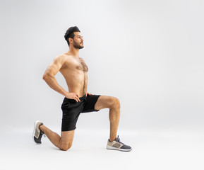 Obraz premium Man is doing exercise.