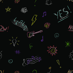 Seamless pattern for kids black background