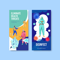 flyer or leaflet design disinfection with spraying,cleaning,washing and disinfectant protect virus,bacteria