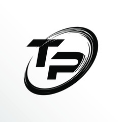 Initial Letter TP Brush Effect Logo Design