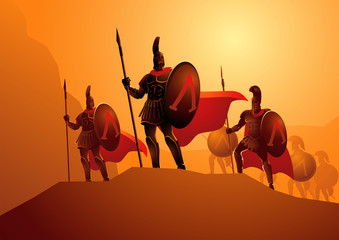 Three Hundred Spartans at the Battle of Thermopylae - obrazy, fototapety, plakaty