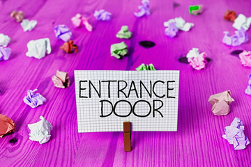 Text sign showing Entrance Door. Business photo showcasing Way in Doorway Gate Entry Incoming...