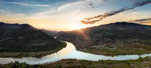 Top view of Mtskheta Georgia at confluence of rivers Kura and Aragvi © Vladimir