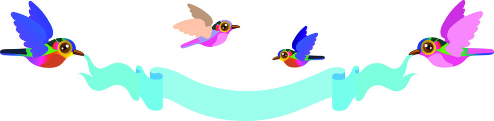 Birds Flying with Blue Banner Vector