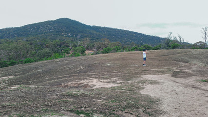 walking on rocky plain