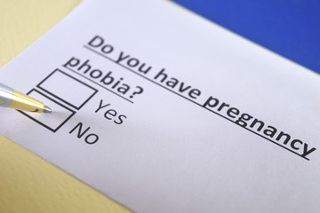 One person is answering question about pregnancy phobia.
