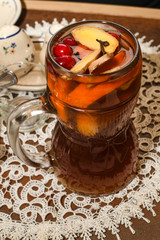 Polish Hot Mulled Wine (Grzaniec Galicyjski). Warm spicy apple cider drink, traditional beverage
