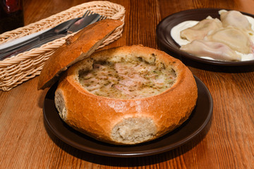 White Barszcz Zurek (Sour Bread Soup): Żur (Polish: żur, żurek) is a soup soured rye flour and meat