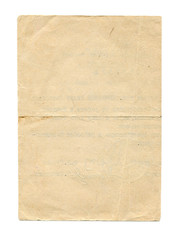 Vintage light paper blank isolated on white background. Old paper texture for design.