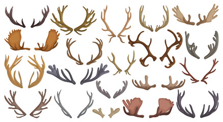 Obraz premium Elk horn crumbs vector cartoon set icon. Vector illustration antler reindeer on white background. Isolated cartoon set icon elk horn.