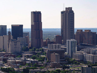Fototapeta na wymiar Downtown and Midtown Atlanta, Georgia - Aerial View 2020