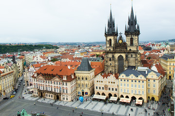 Naklejka na ściany i meble Aerial view of old town of Prague