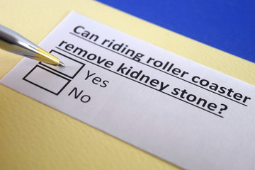 Fototapeta premium One person is answering question about roller coaster. Can riding roller coaster remove kidney stone?