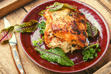 Roast pork meat with herb