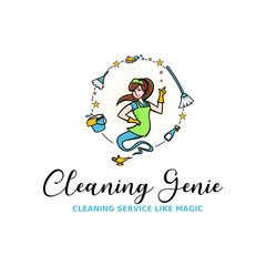 Cleaning Service Genie Illustration